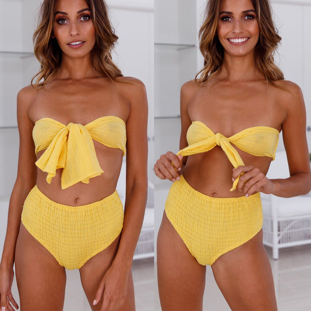 Damen Bandeau-Bikini mit strukturierter Textur und breitem Schleifen-Design Selmira