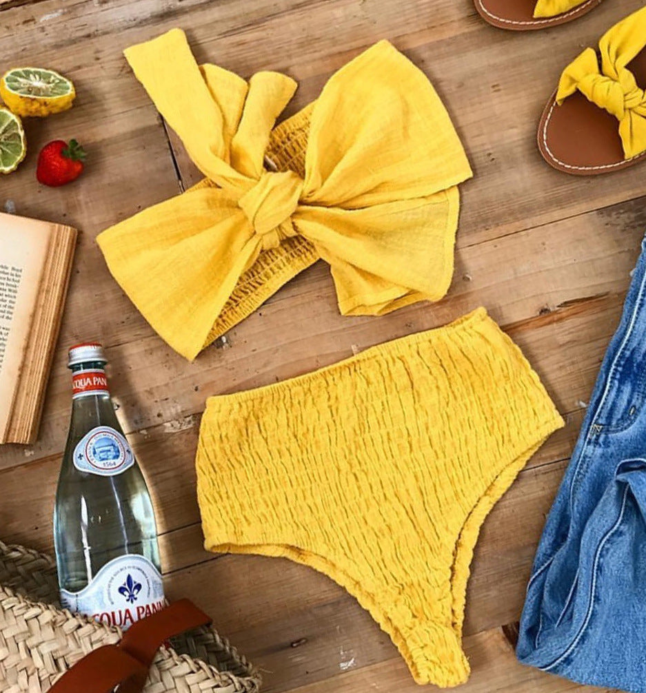 Damen Bandeau-Bikini mit strukturierter Textur und breitem Schleifen-Design Selmira