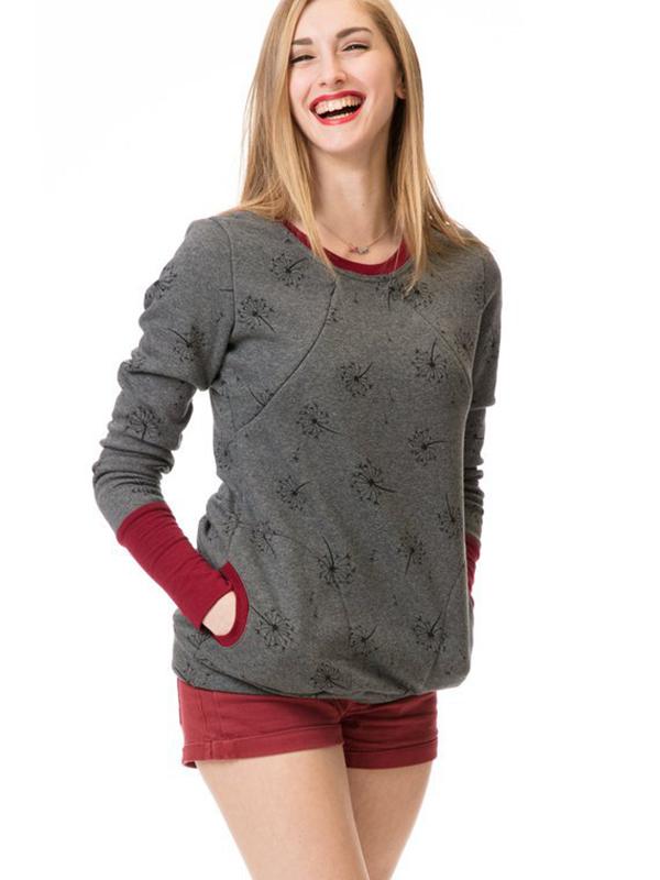 Selmira Schwangerschafts-Chaps, Krankenschwester-Sweatshirts, Blumendruck, Taschen, Reißverschluss, Stillkleidung