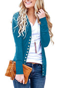 Damen nan Feinstrick-Cardigan mit dekorativen Metallknöpfen und schmaler Silhouette