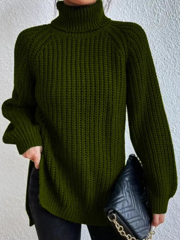 Selmira-rollkragenpullover Mit Raglanärmel Und Geteiltem Saum