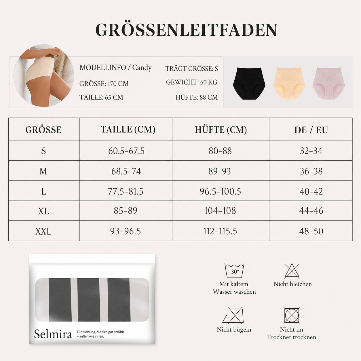 Selmira Elegante Damen-Seidenslips – Mittlere Taille, Bequeme, Atmungsaktive Unterwäsche (M-3XL)