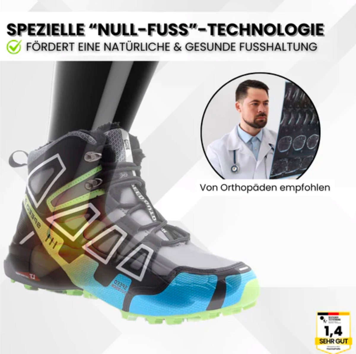 OrthoTrekking Pro Ergonomische Wander- und Trekkingschuhe – Komfortable Alltagsschuhe mit breiter Zehenbox