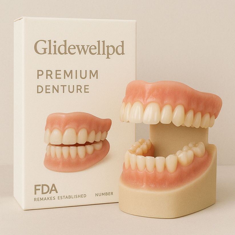 Glidewellpd Premium Vollprothese – Individuell anpassbares Zahnprothesen-Set mit Komfort-Passform