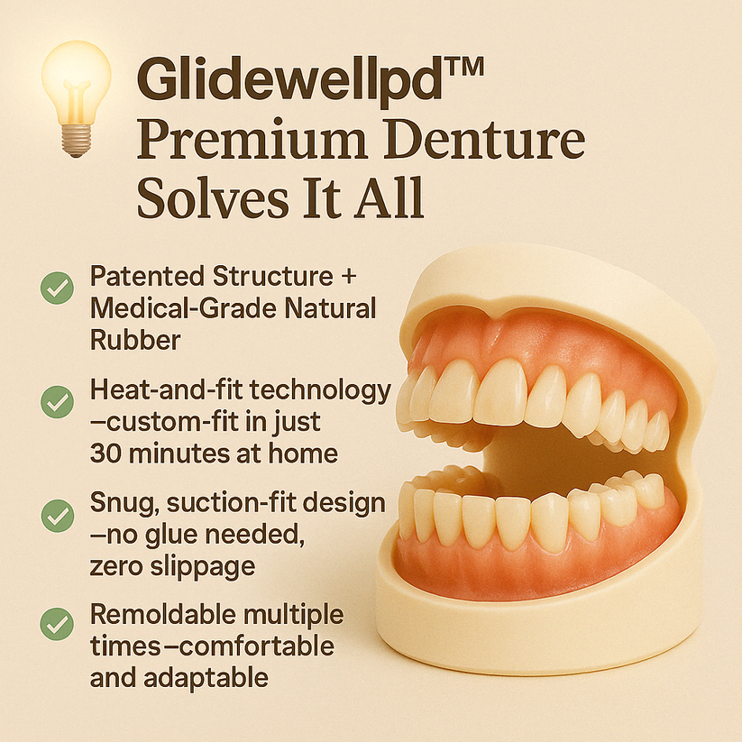 Glidewellpd Premium Vollprothese – Individuell anpassbares Zahnprothesen-Set mit Komfort-Passform
