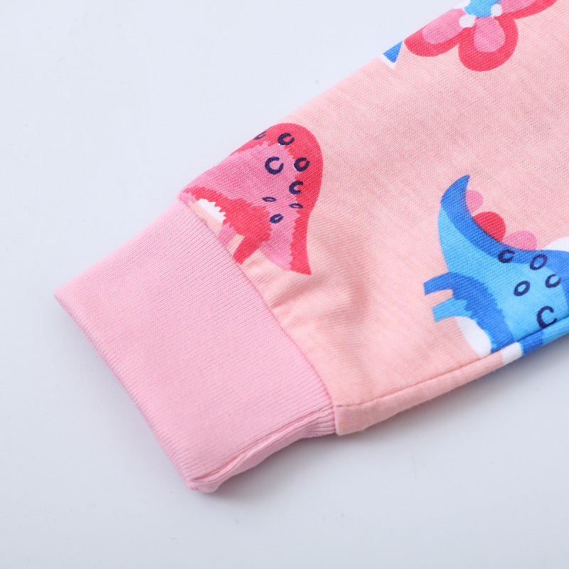 Mädchen Baumwollkleid mit fröhlichen Dinosaurier-Motiven
