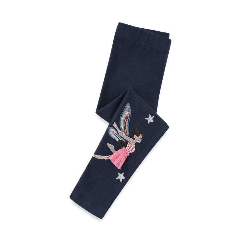 Mädchen Leggings mit glitzernden Feen- und Schmetterlingsapplikationen