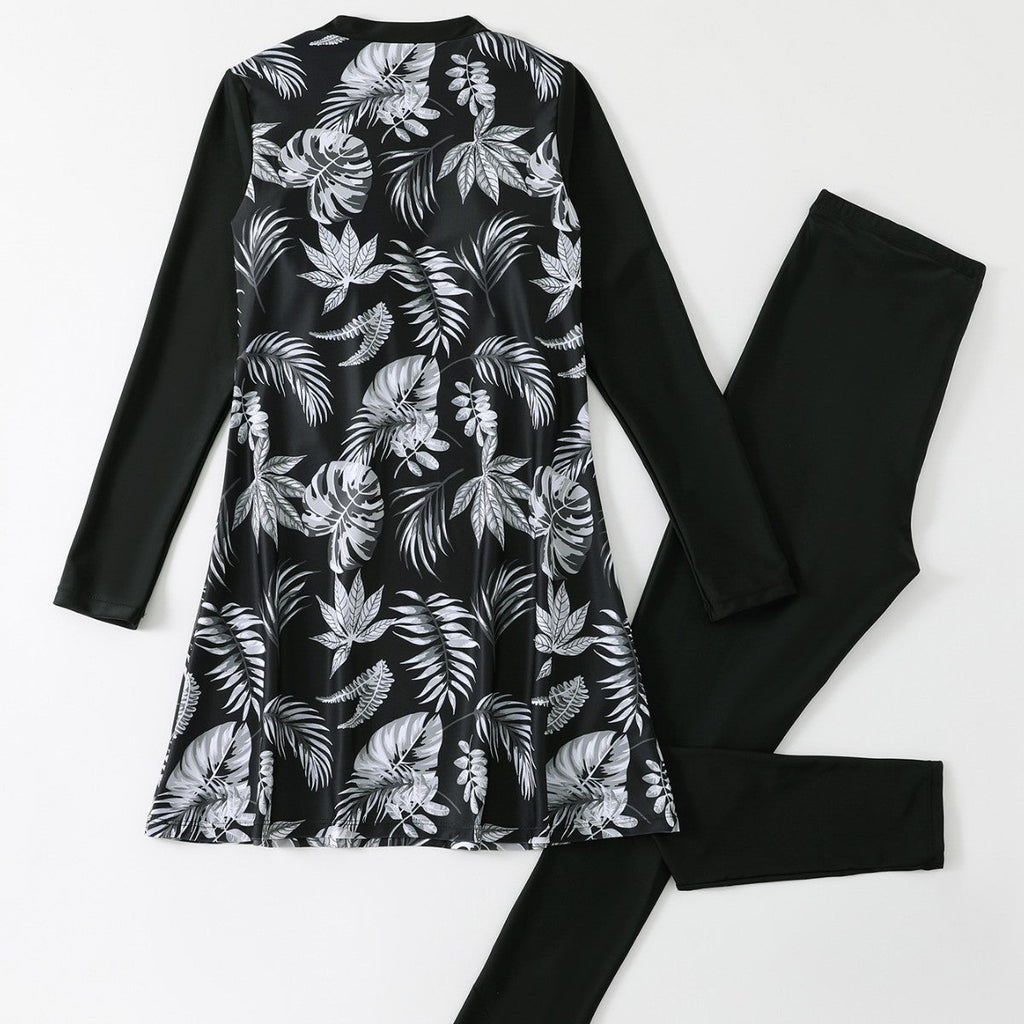 Damen Langarm Schwimmdress und Leggings Set Selmira