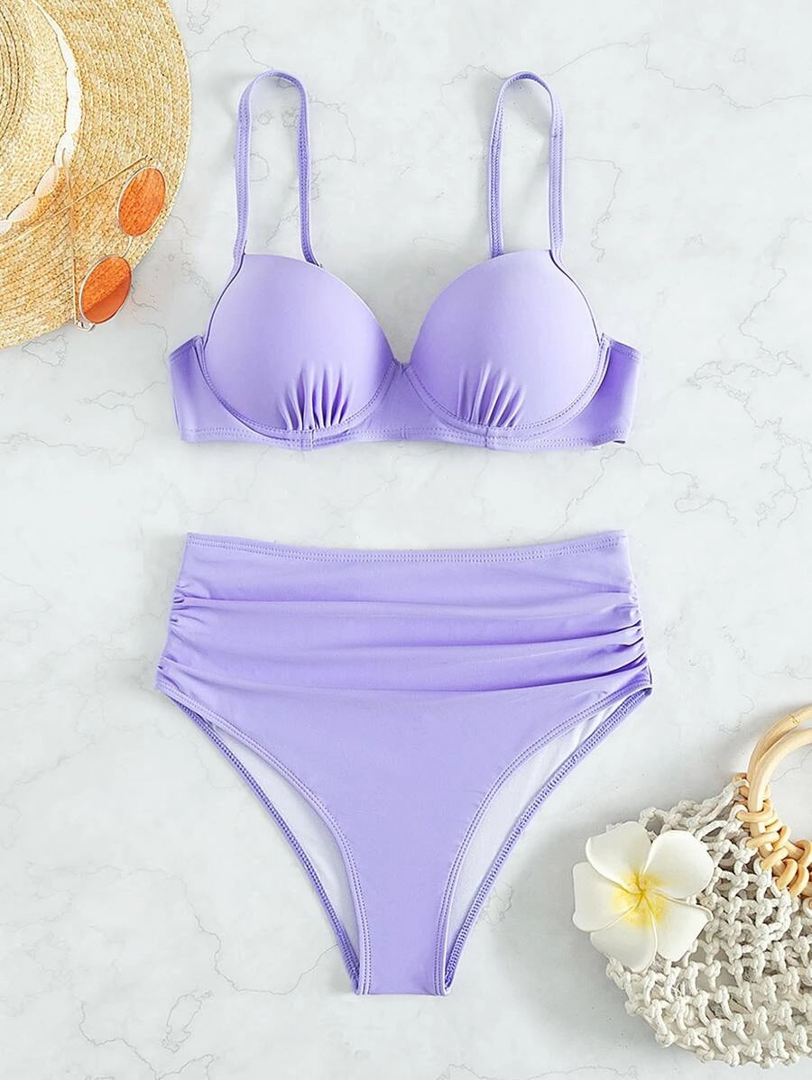 Damen Hochgeschnittener Bikini mit gepolstertem Oberteil und verstellbaren Trägern Selmira