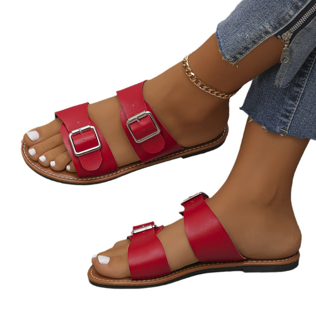 Damen elegante sandalen mit doppeltem Schnallenverschluss Selmira