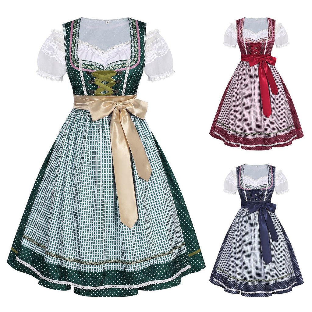 Damen nan traditionelles Dirndlkleid mit Schnürung und abnehmbarer Schürze
