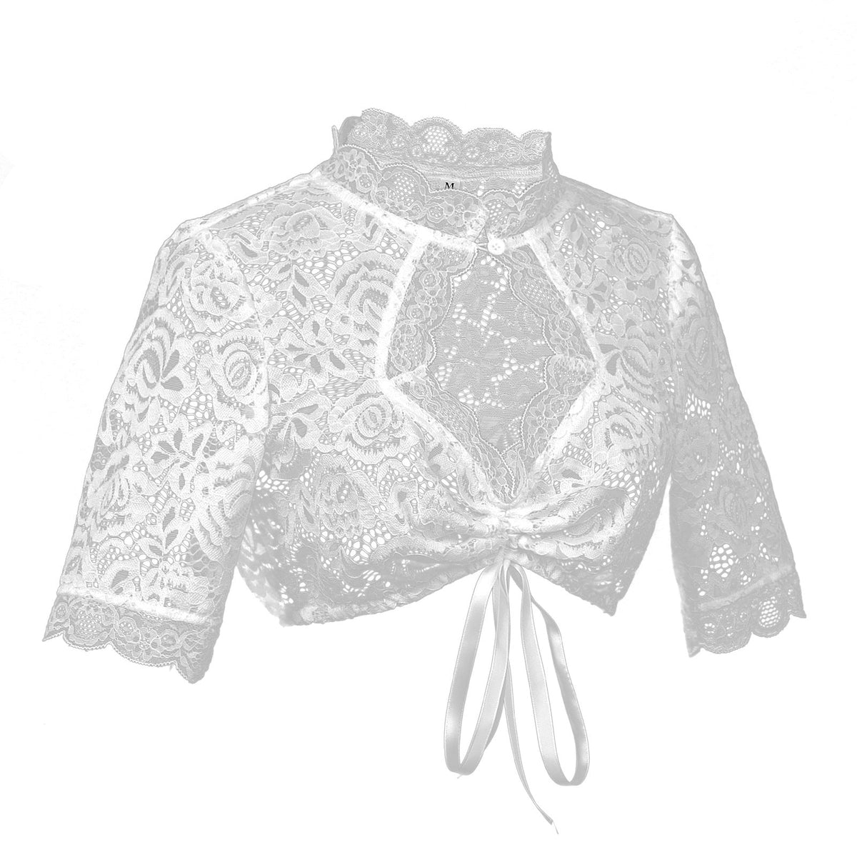 Damen nan Spitzenbolero kurz mit Stehkragen und Bindand