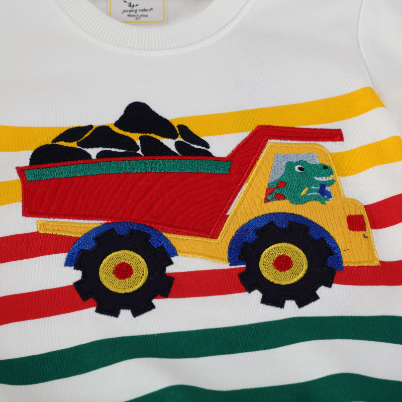 Kinder Sweatshirt mit buntem Baustellen-Lkw-Design