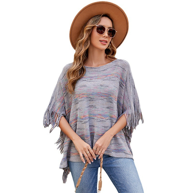 Damen kuscheliger Poncho mit fransigen Details Selmira