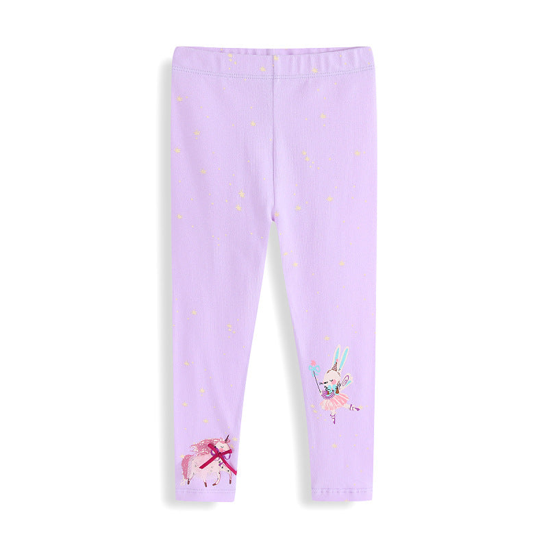 Mädchen Leggings mit verspieltem Einhorn- und Hasenmuster