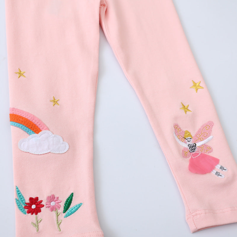 Mädchen Leggings mit verspieltem Feen- und Regenbogen-Design