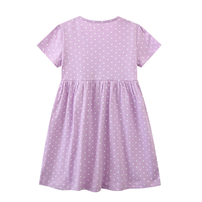 Mädchen Freizeitkleid mit lievollem Tier- und Blütenmotiv
