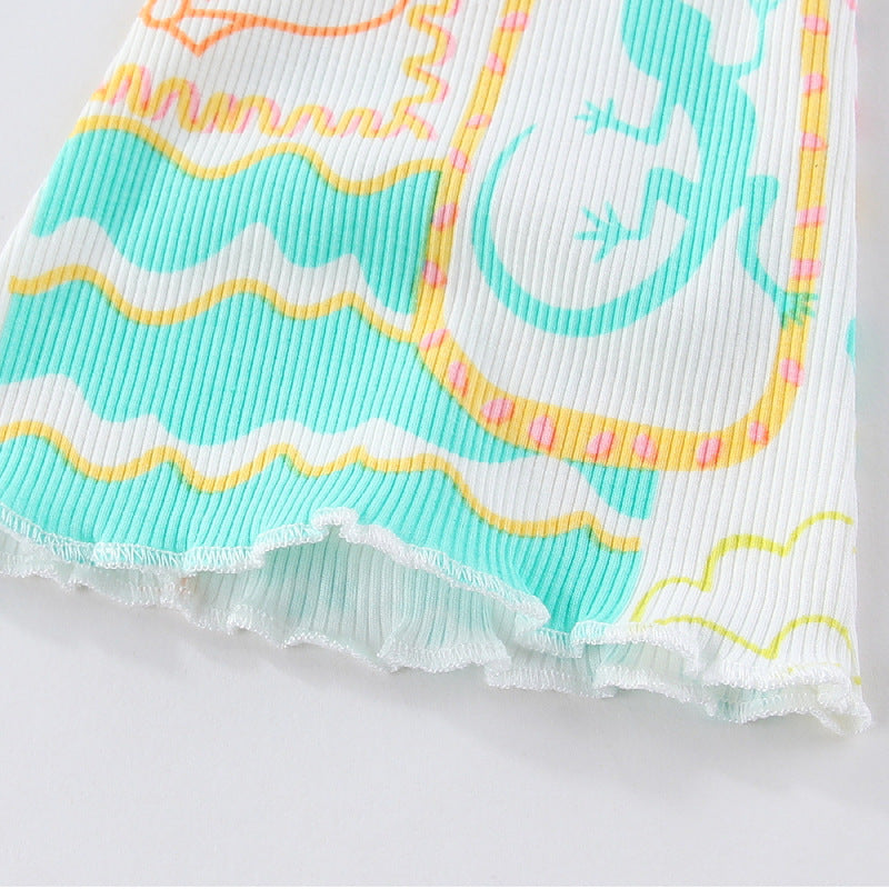 Mädchen Leggings mit buntem Strandmotiv