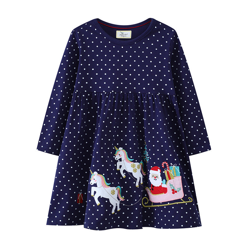 Mädchen Langarmkleid mit festlichem Einhorn-Motiv