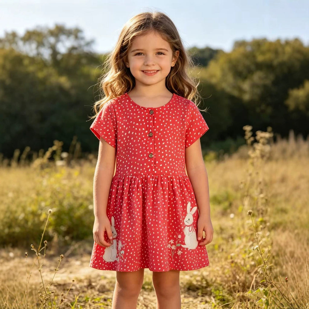 Mädchen Freizeitkleid mit verspieltem Hasenmotiv