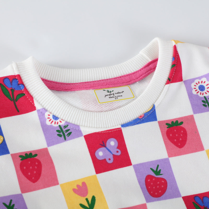 Mädchen Sweatshirt mit buntem Blumen- und Fruchtmuster