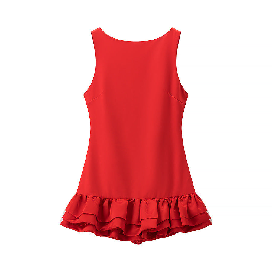 Damen Badeanzug mit voluminösem Rüschenrock und hoher Taille Selmira