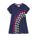 Mädchen T-Shirt Kleid mit buntem Herz-Stickdesign
