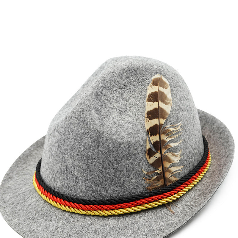 Herren nan traditioneller Trachten Filzhut mit Feder und Zierkordel