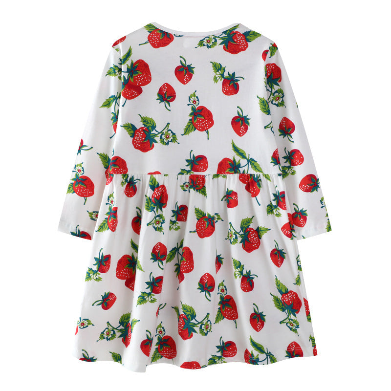 Mädchen Freizeitkleid mit Erdbeer-Muster