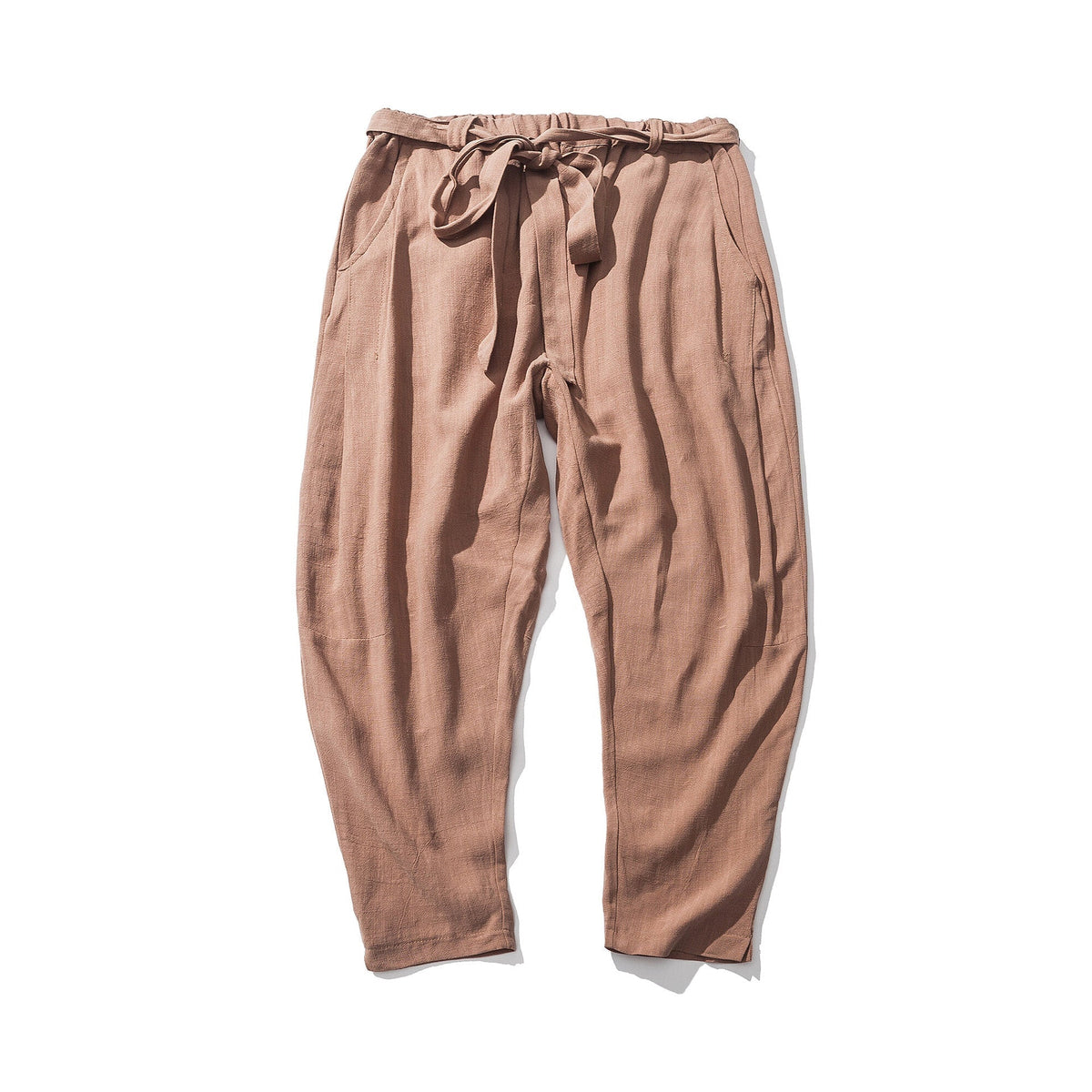 Herren nan entspannte Leinen-Baumwoll Harem-Joggerhose mit verdecktem Tunnelzug und tapered Bein