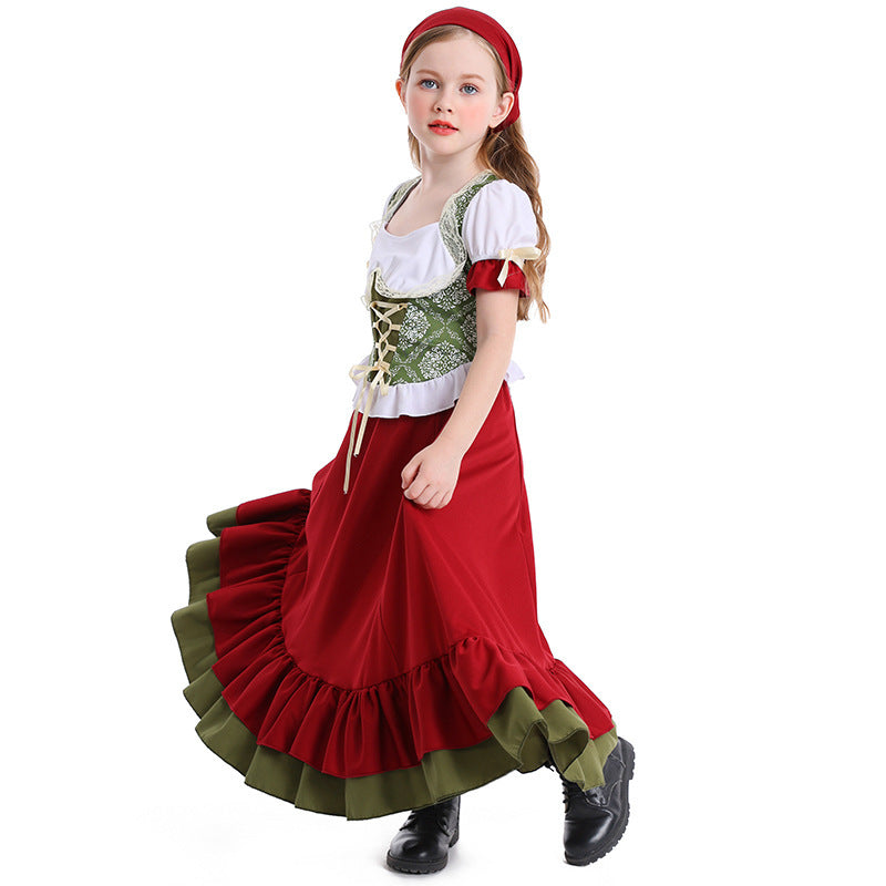 Damen nan traditionelles Trachtenkostüm Dirndl-Set mit geschnürtem Mieder und vollem Stufenrock