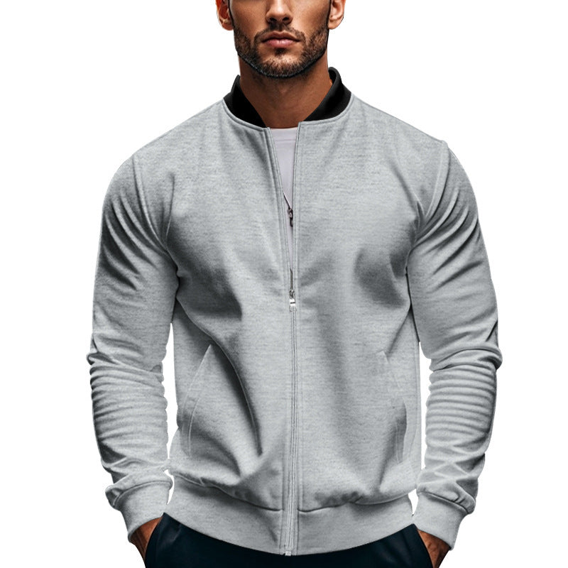 Herren nan schmale Zip-Bomberjacke aus weichem Sweat mit Stehkragen und seitlichen Eingrifftaschen
