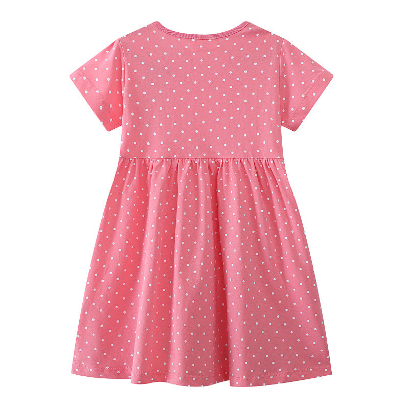 Mädchen Kleid mit lustigem Mausmotiv und Punkten