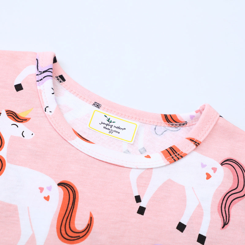 Mädchen Langarmkleid mit fröhlichem Einhorn-Design