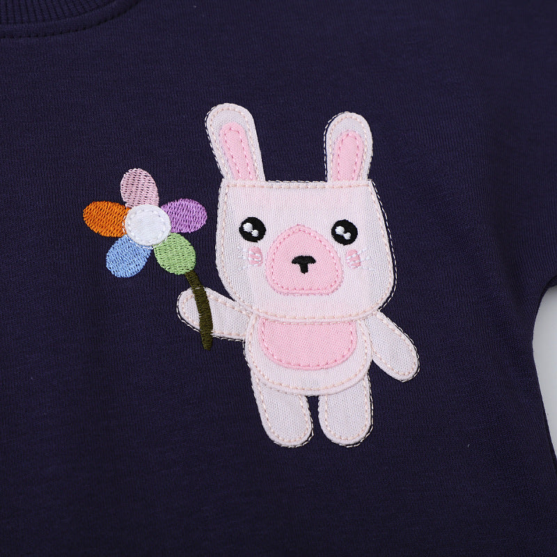 Mädchen Sweatshirt mit buntem Hasenmotiv
