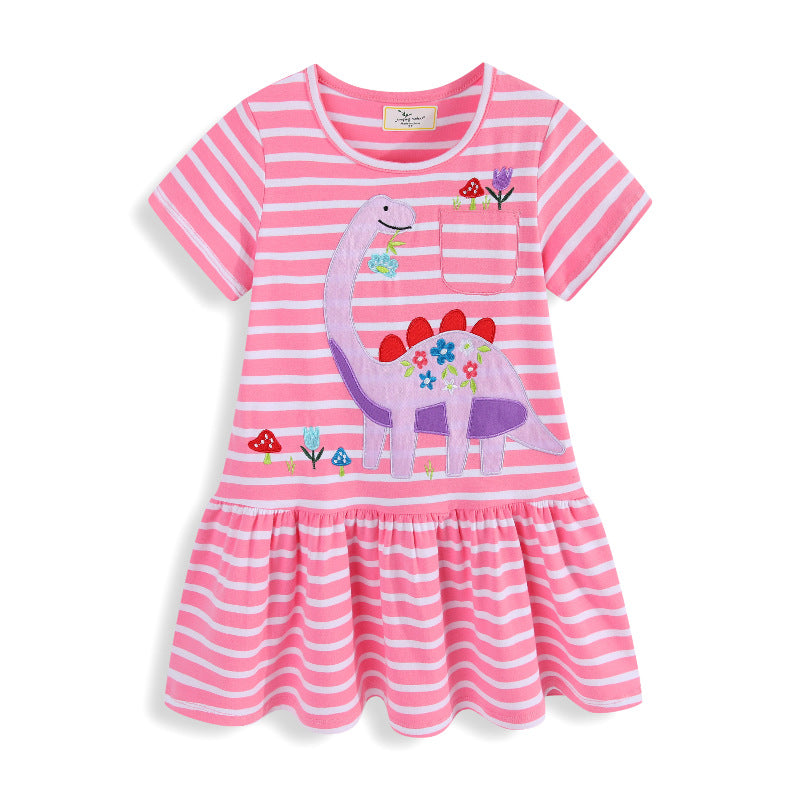 Mädchen Freizeitkleid mit verspieltem Dinosaurier-Motiv und Rüschensaum