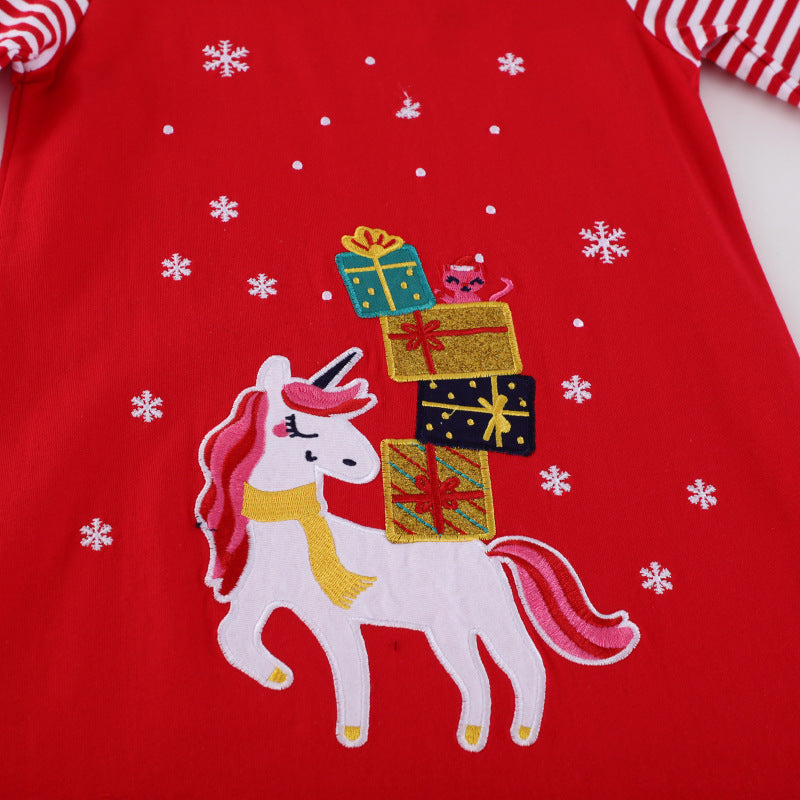 Mädchen Tüllkleid mit verspieltem Einhorn-Motiv und festlicher Grafik