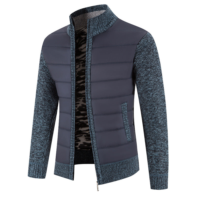 Herren nan Hybrid-Strick-Steppjacke mit wattierter Front, ergonomischen Strickärmeln und hohem Stehkragen