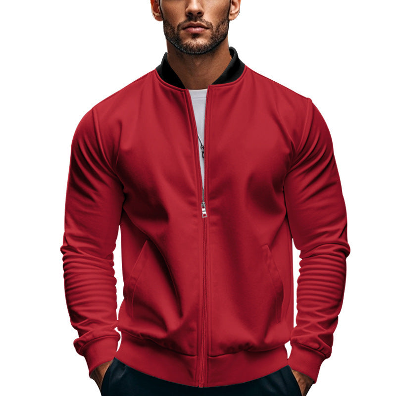Herren nan schmale Zip-Bomberjacke aus weichem Sweat mit Stehkragen und seitlichen Eingrifftaschen
