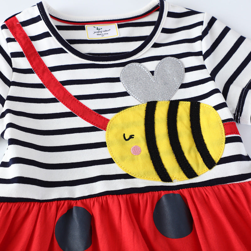 Mädchen lässiges Baumwollkleid mit Bienenmotiv