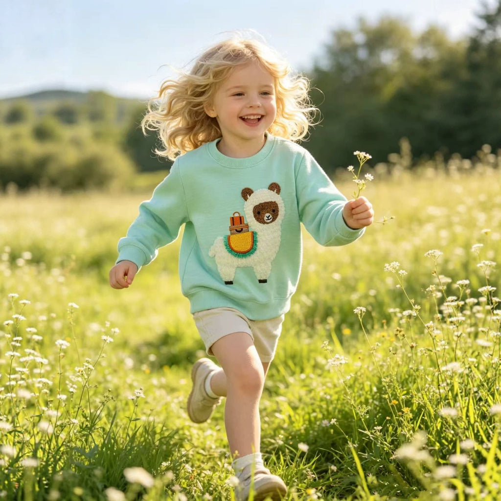 Mädchen Sweatshirt mit verspieltem Lama-Motiv