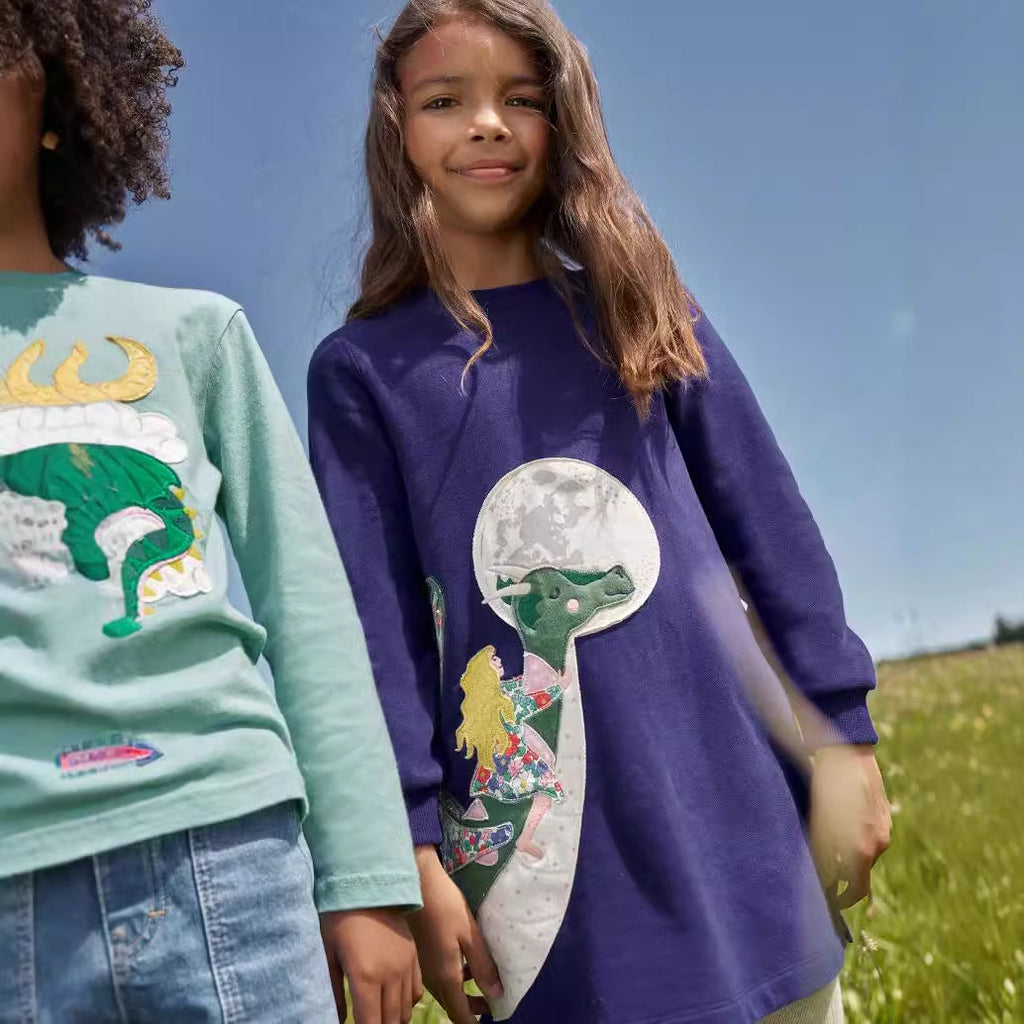 Mädchen Sweatkleid mit zauberhaftem Drachenmotiv