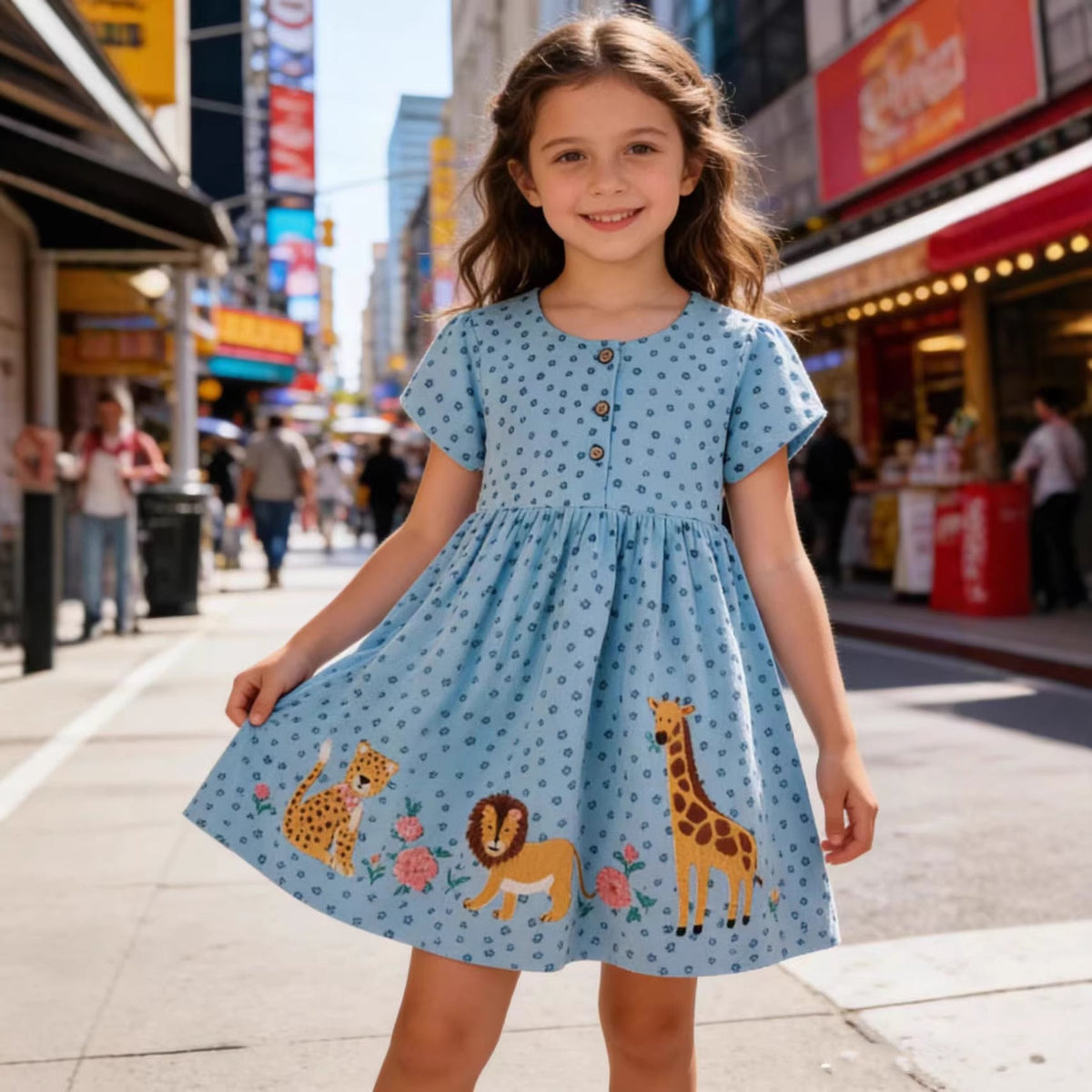 Mädchen Sommerkleid mit tierischem Motiv