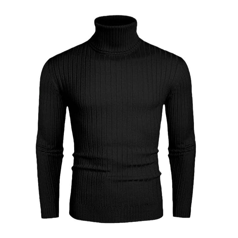 Herren nan gerippter Feinstrick-Rollkragenpullover Slim Fit