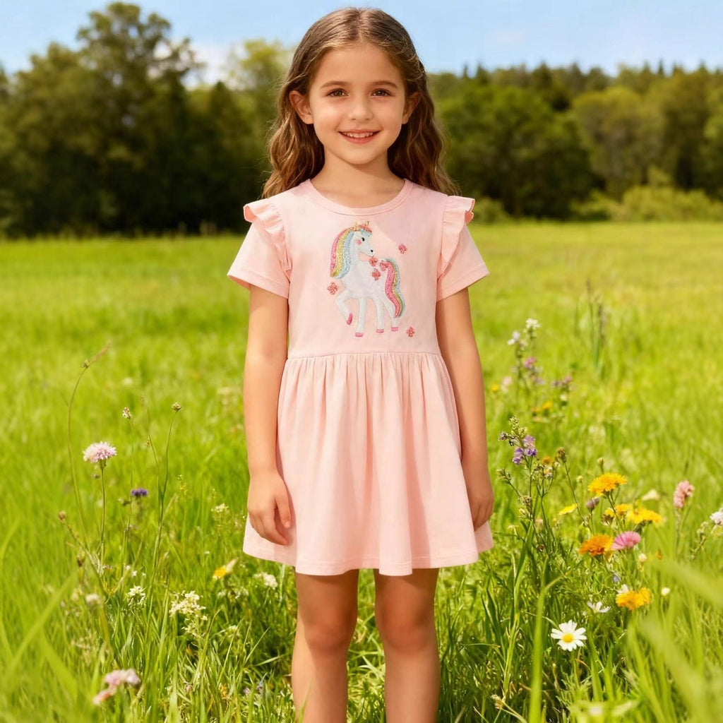 Mädchen Tüllkleid mit niedlichem Einhornmotiv