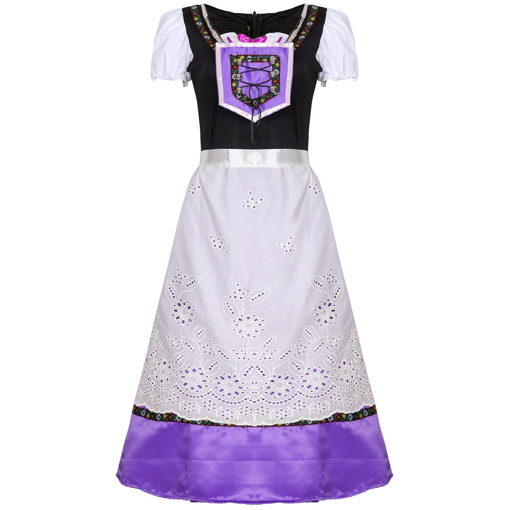 Damen nan Trachtenkleid mit geschnürter Miederblende und bestickter Schürze