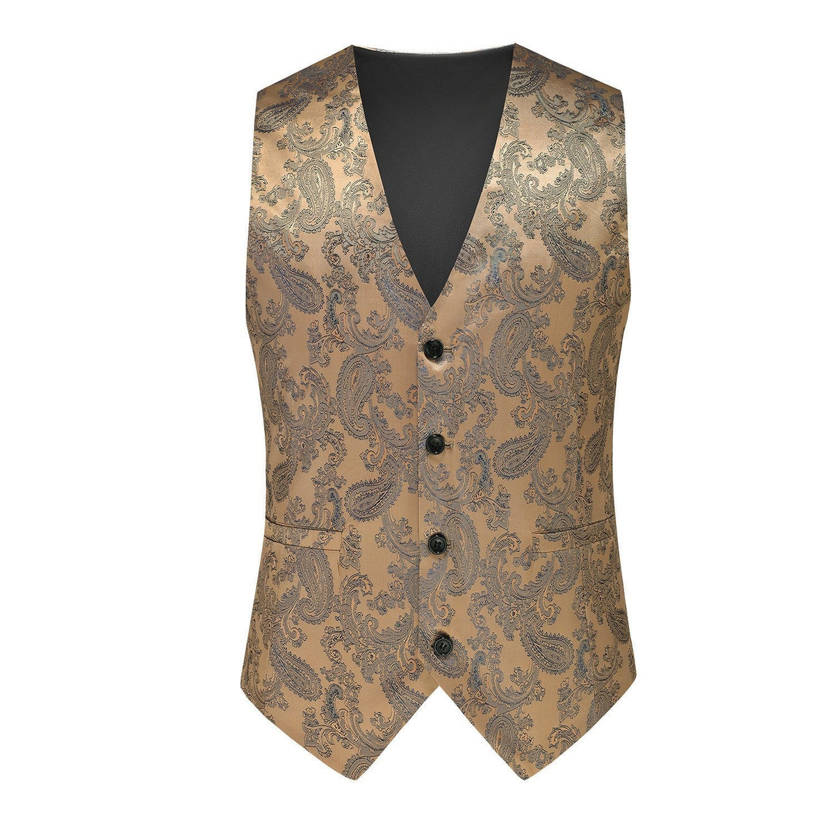 Herren nan feine Jacquard-Anzugweste mit V-Ausschnitt, Zierknöpfen und schmaler Silhouette