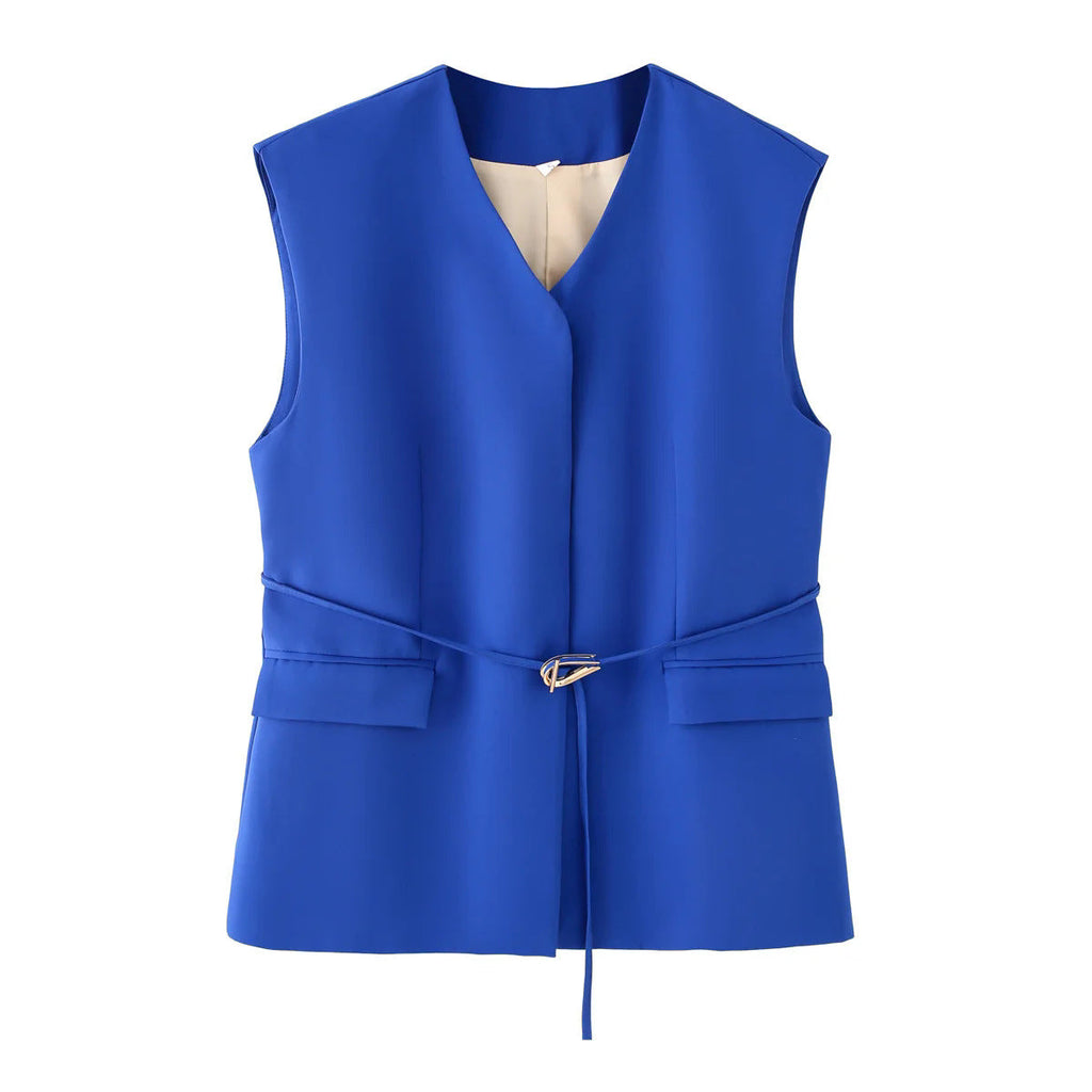 Damen elegantes Blazer- und Hosen-Ensemble mit modernem Gürtel Selmira