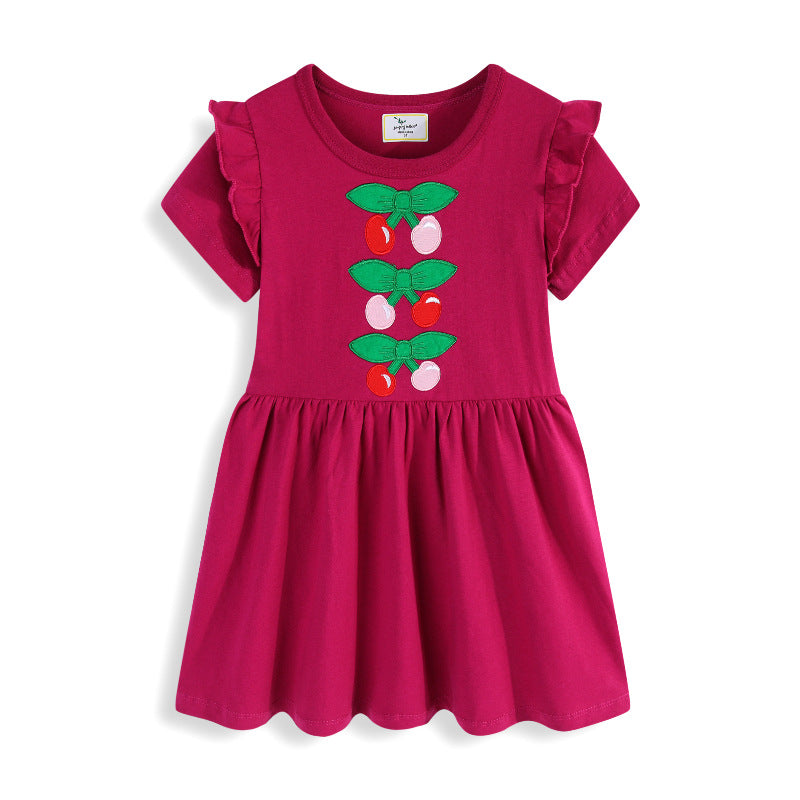 Mädchen Freizeitkleid mit niedlichem Kirsch-Motiv und Rüschen