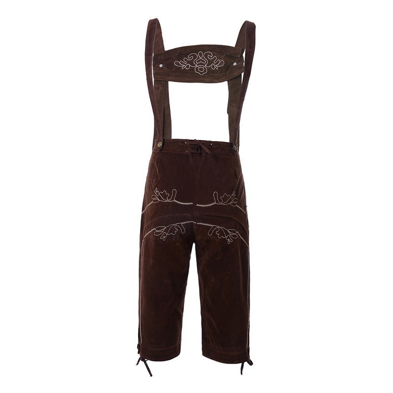 Herren nan traditionelle Wildleder Lederhose mit bestickten Trägern und Kniund